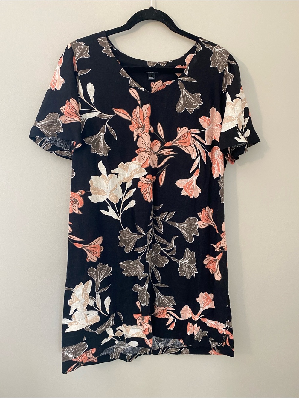 Original Nicole Miller Linen Blend Floral Print Summer Dress